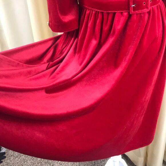 Vintage Anthony Richards Red Velvet Christmas dress size 14 - Picture 5 of 14